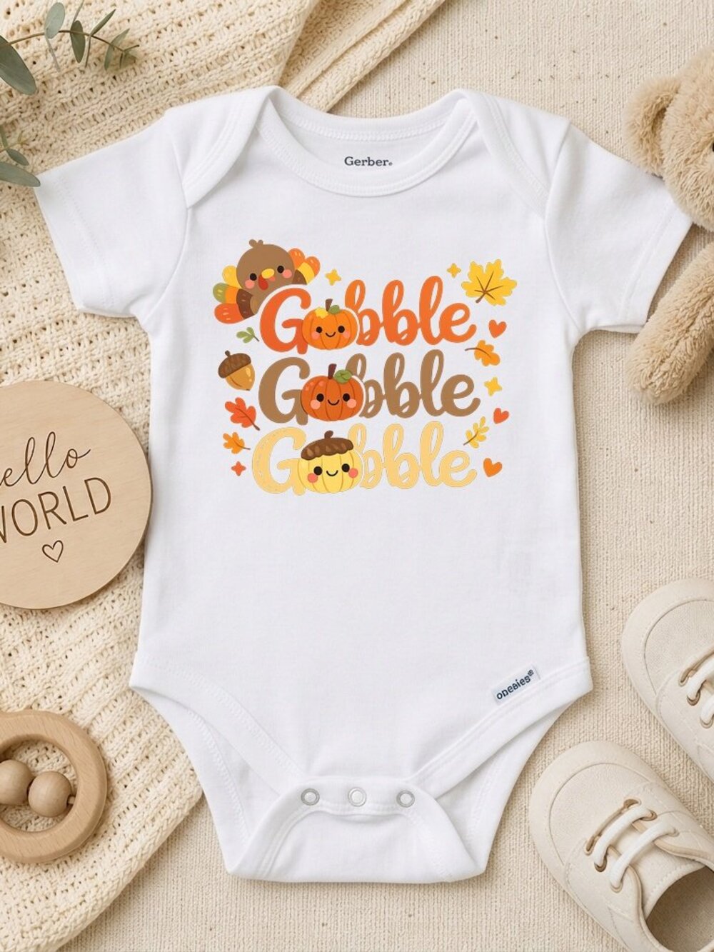 Gobble Gobble Turkey Thanksgiving Unisex Baby Gift ONESIE®